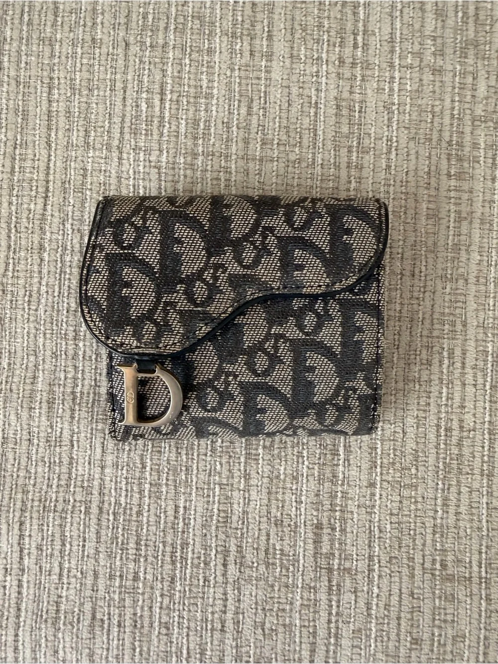 Christian Dior Oblique Small Fold Wallet in Blue Denim